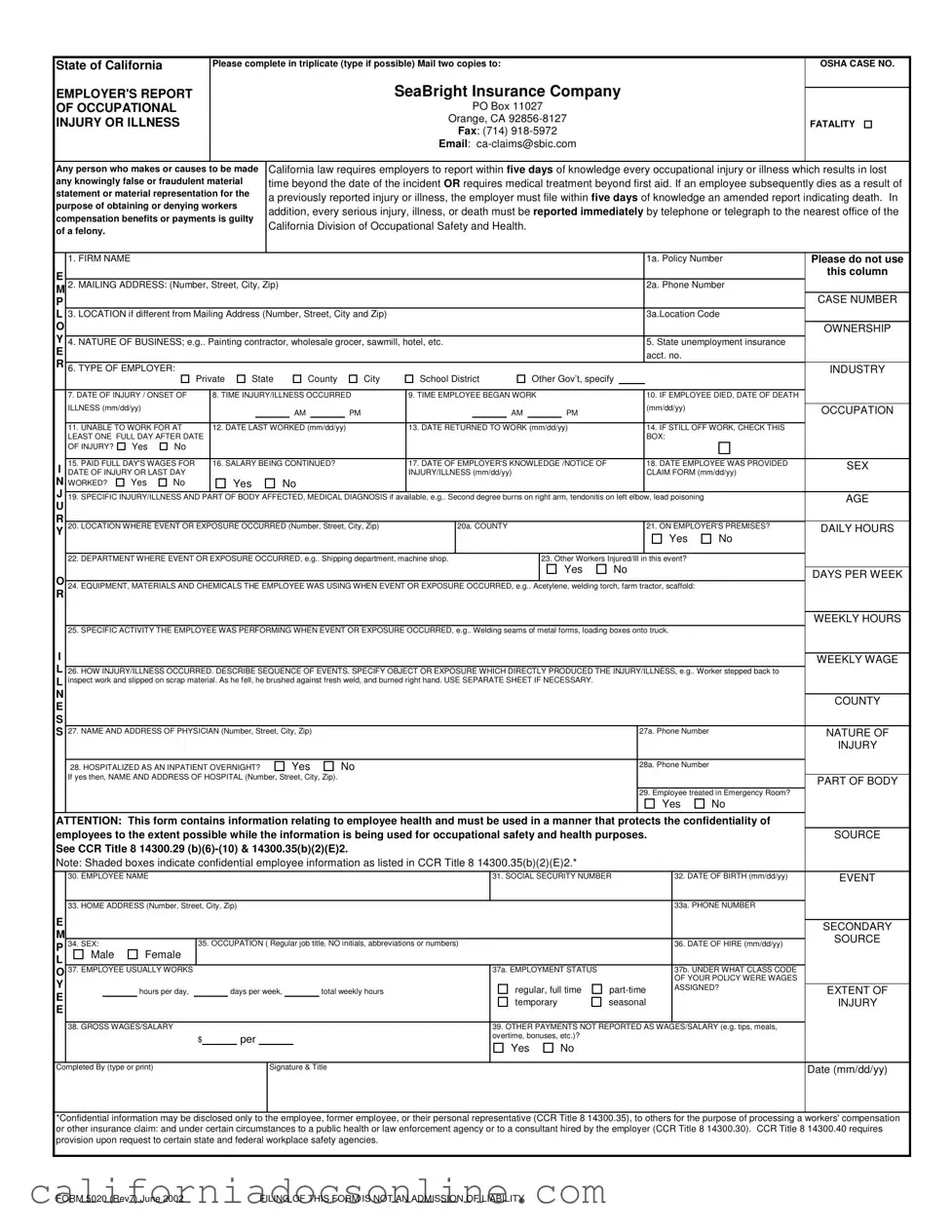 Fill Your 5020 California Form