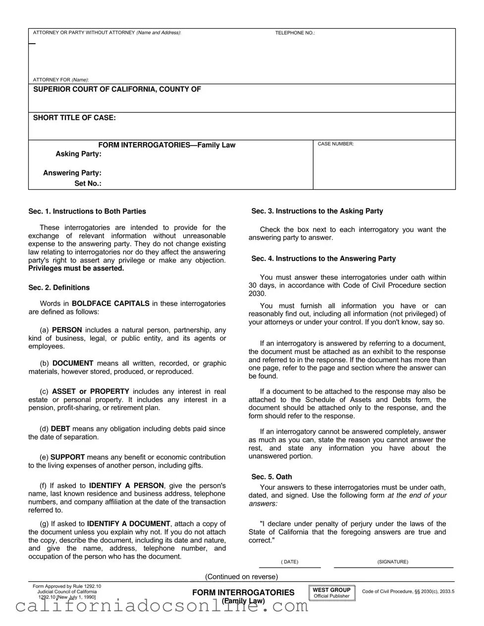 Fill Your California 1292 10 Form
