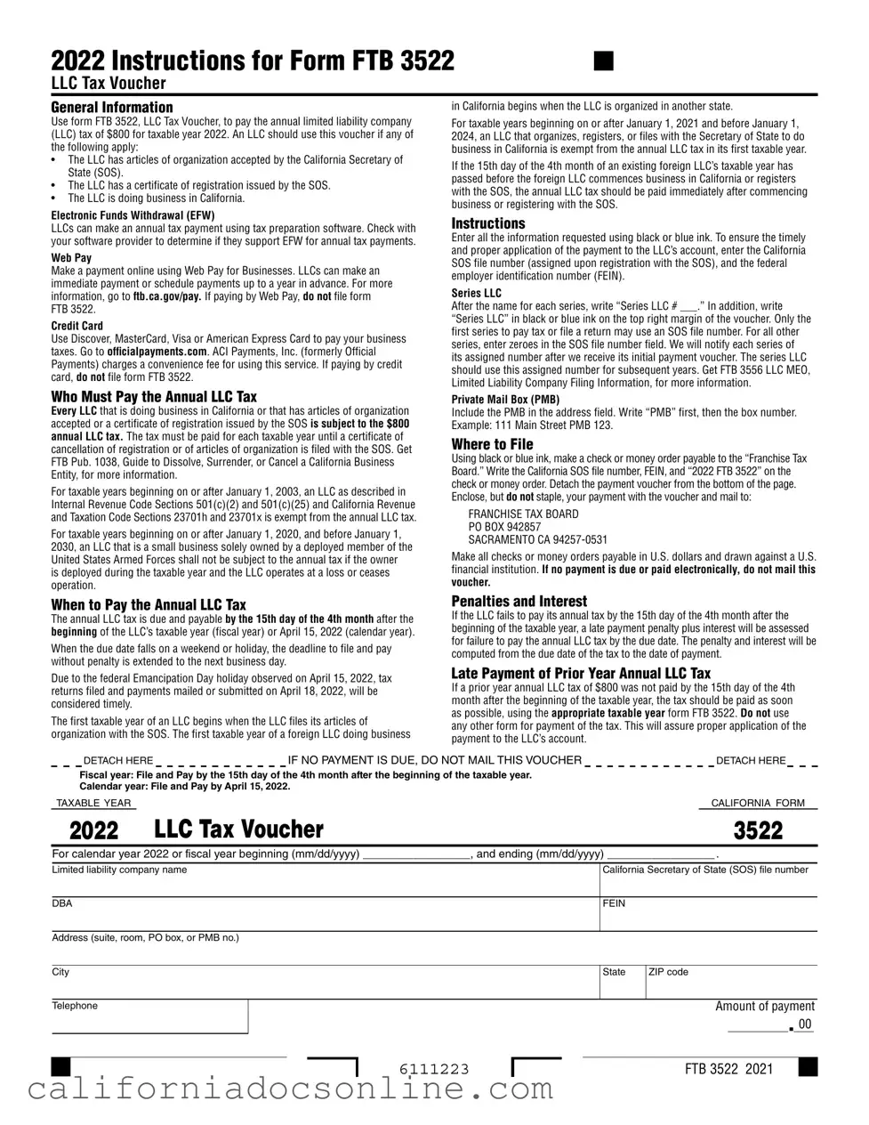 Fill Your California 3522 Form