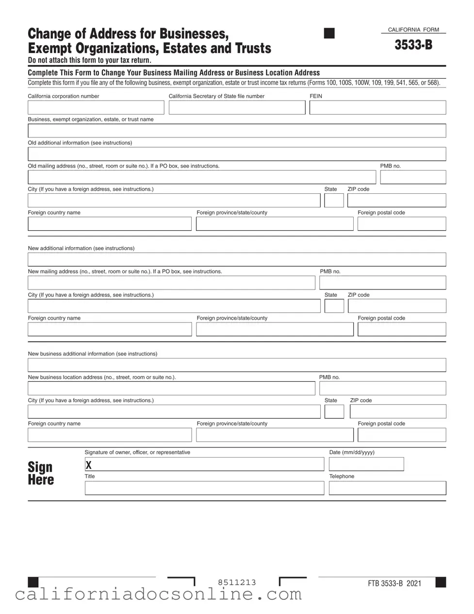 Fill Your California 3533 B Form