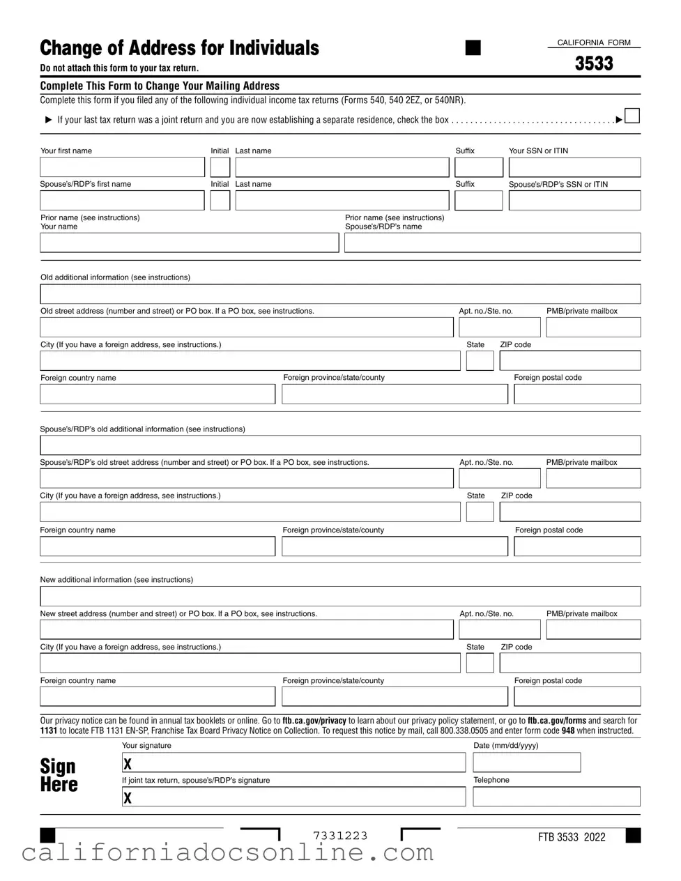 Fill Your California 3533 Form