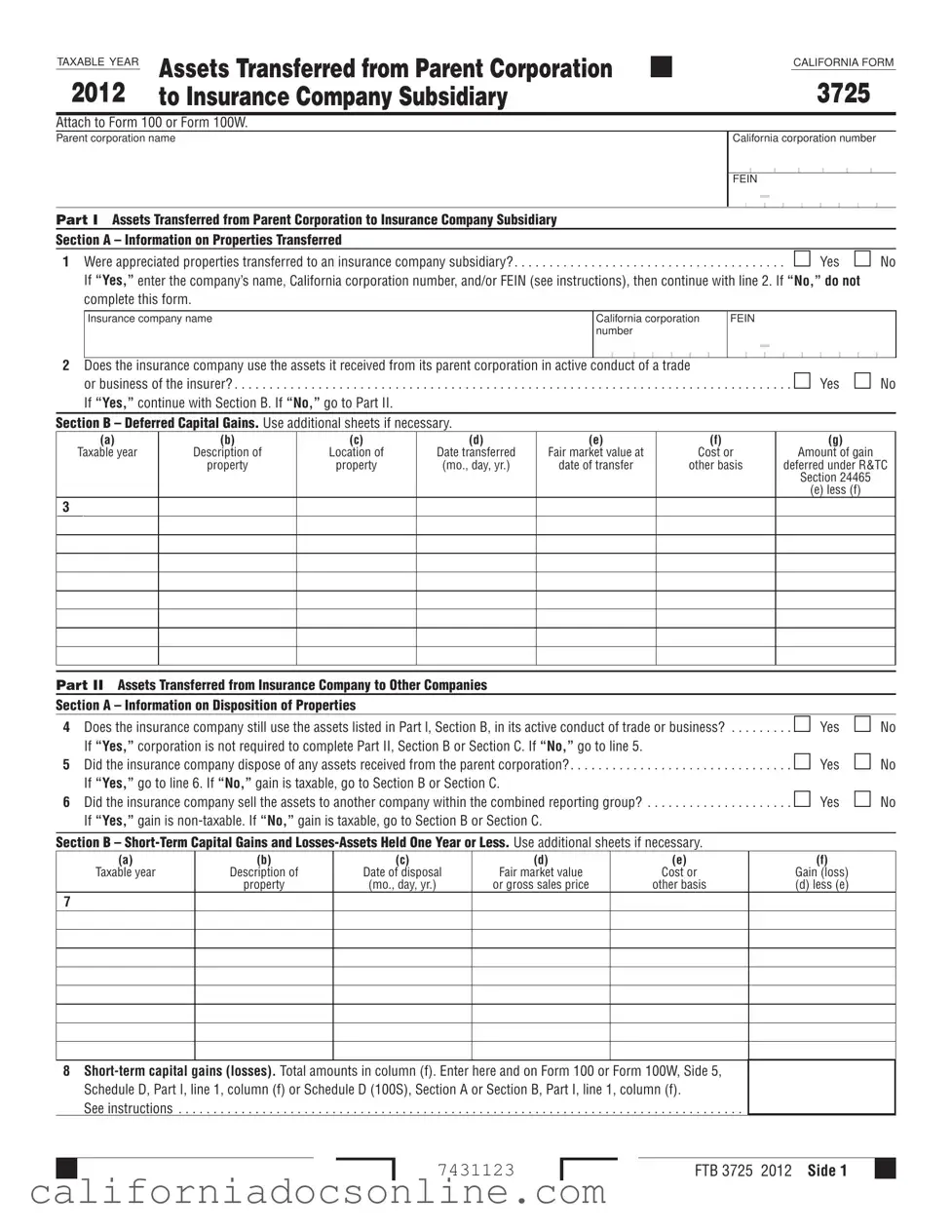 Fill Your California 3725 Form