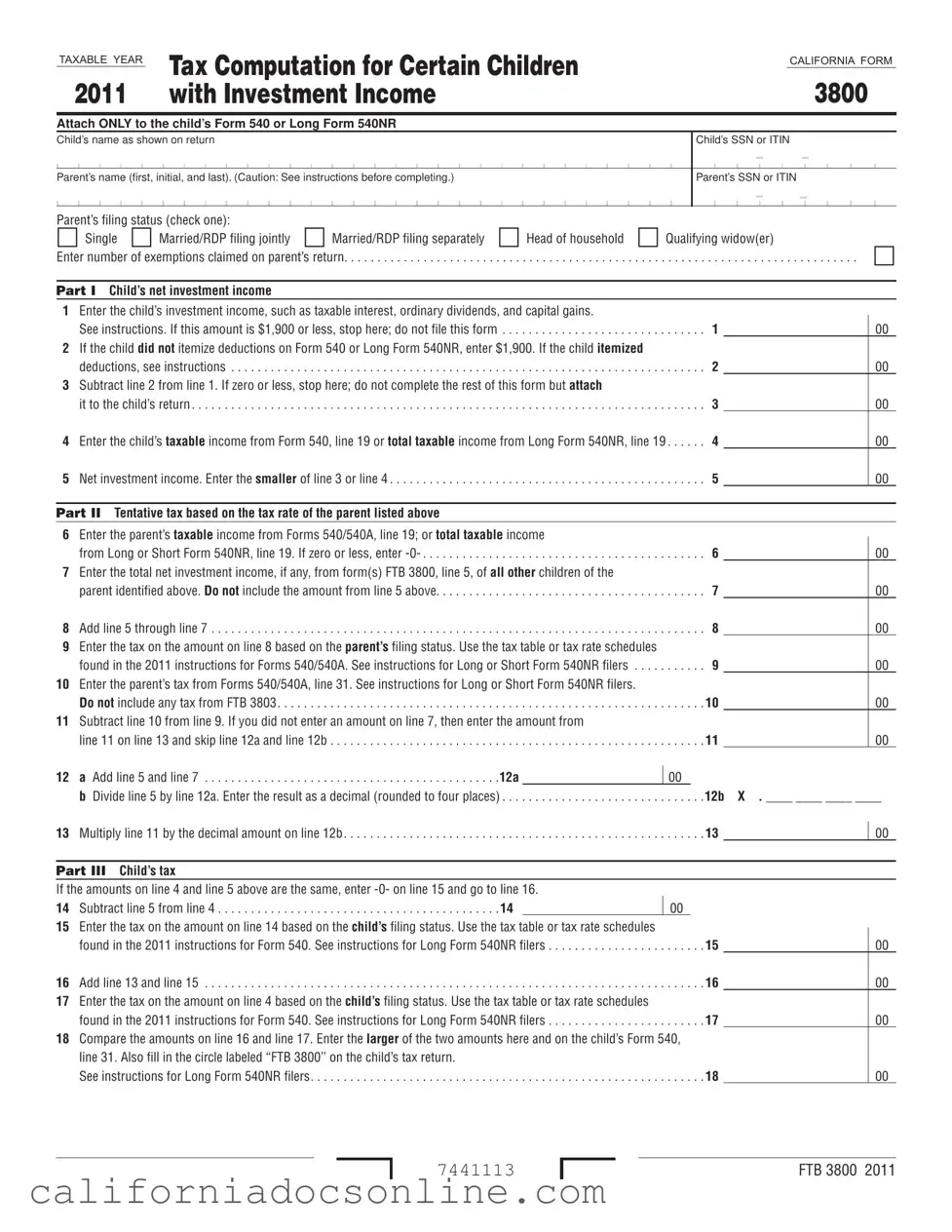 Fill Your California 3800 Form