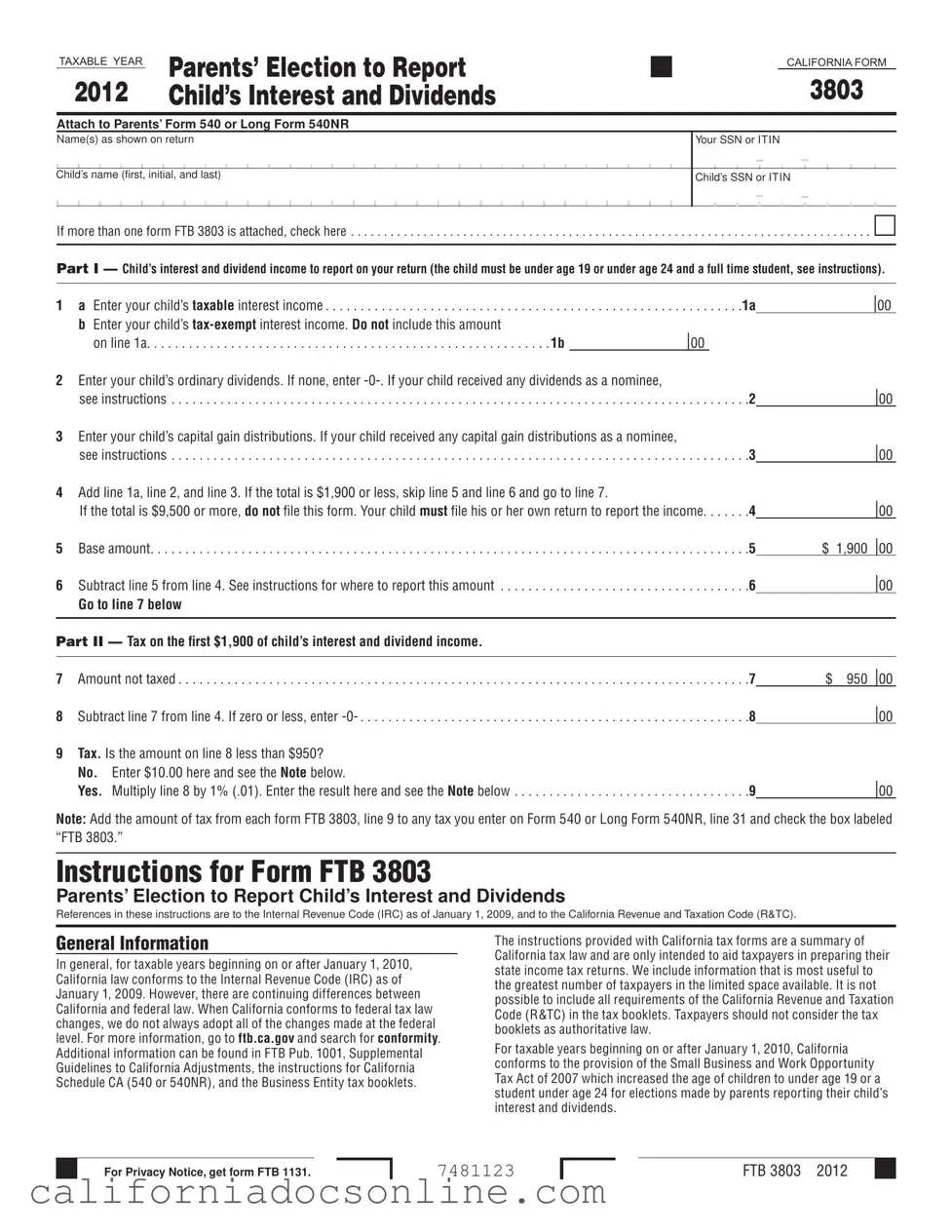 Fill Your California 3803 Form