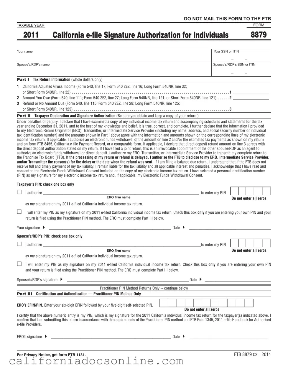 Fill Your California 8879 Form