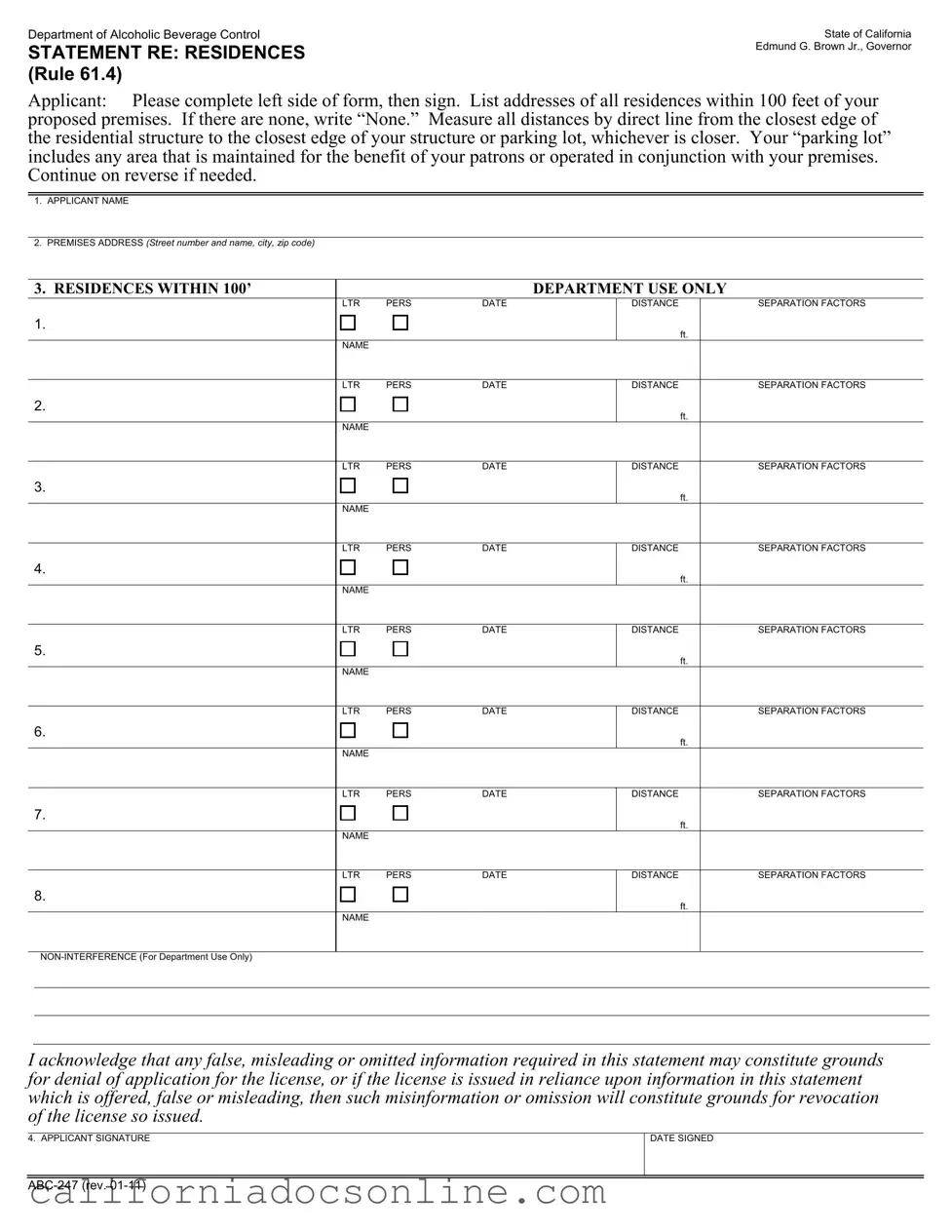 Fill Your California Abc 247 Form