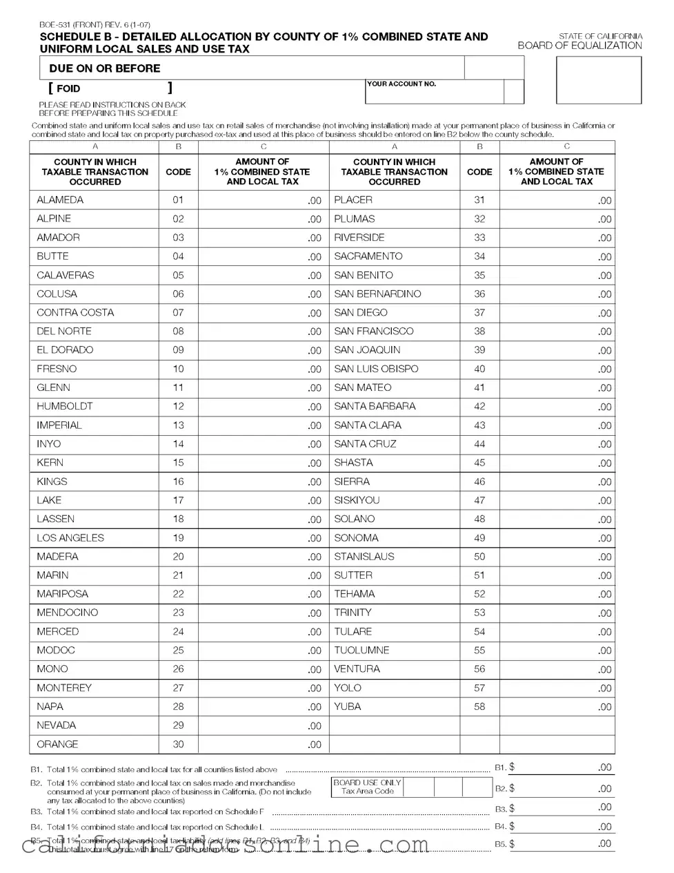 Fill Your California Boe 531 Form