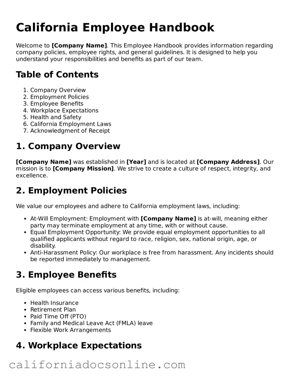 Official California Employee Handbook Document