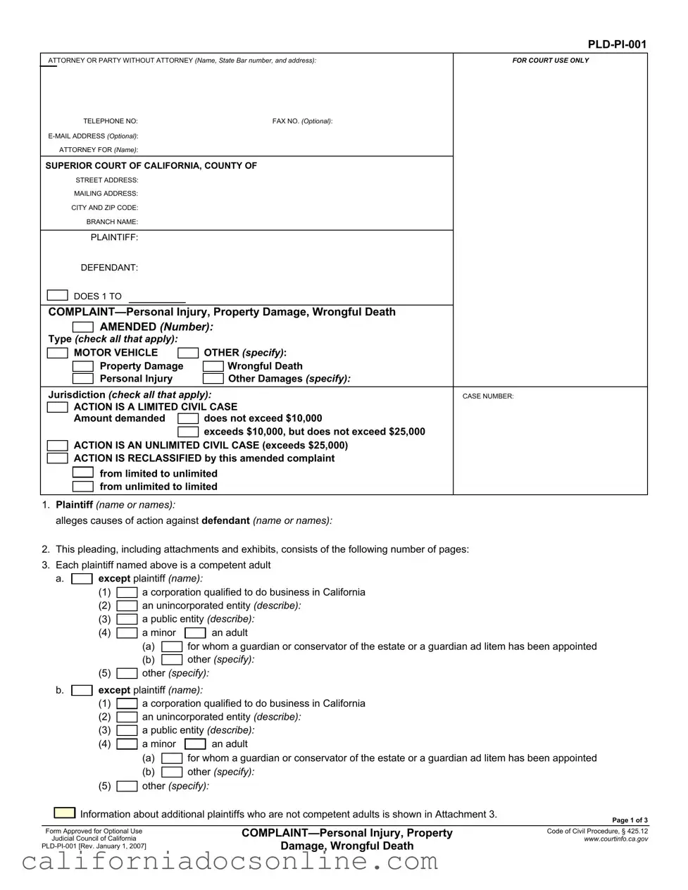 Fill Your California Complaint Form
