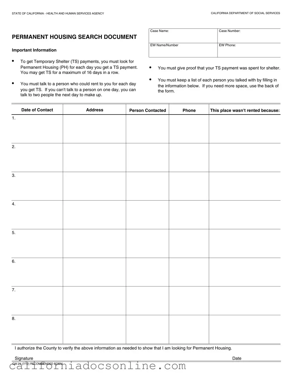 Fill Your California Cw 74 Form
