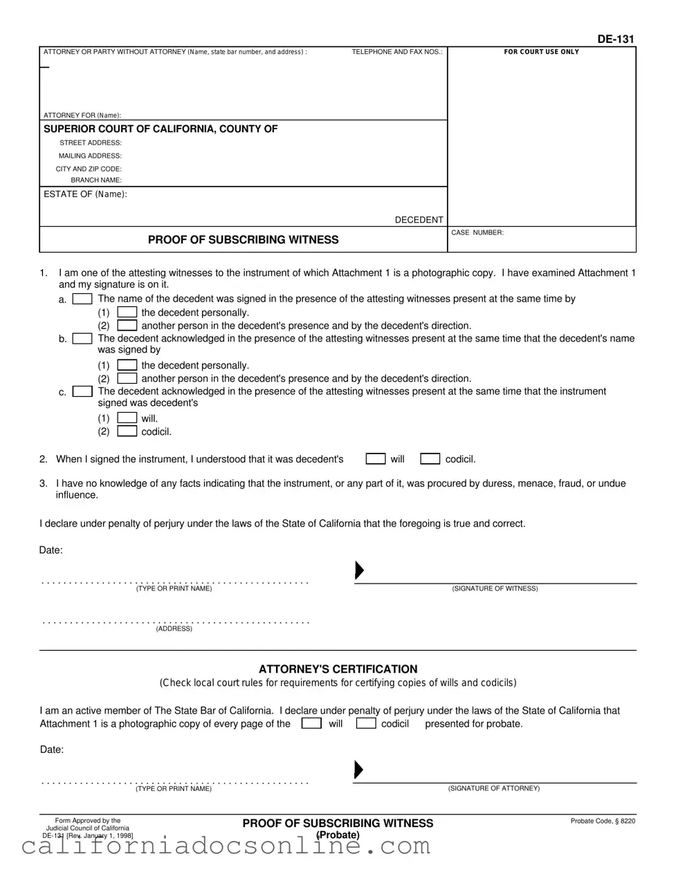 Fill Your California De 131 Form