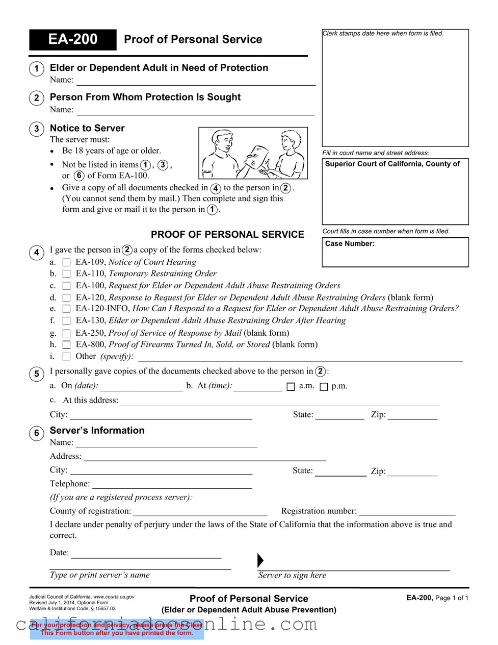 Fill Your California Ea 200 Form