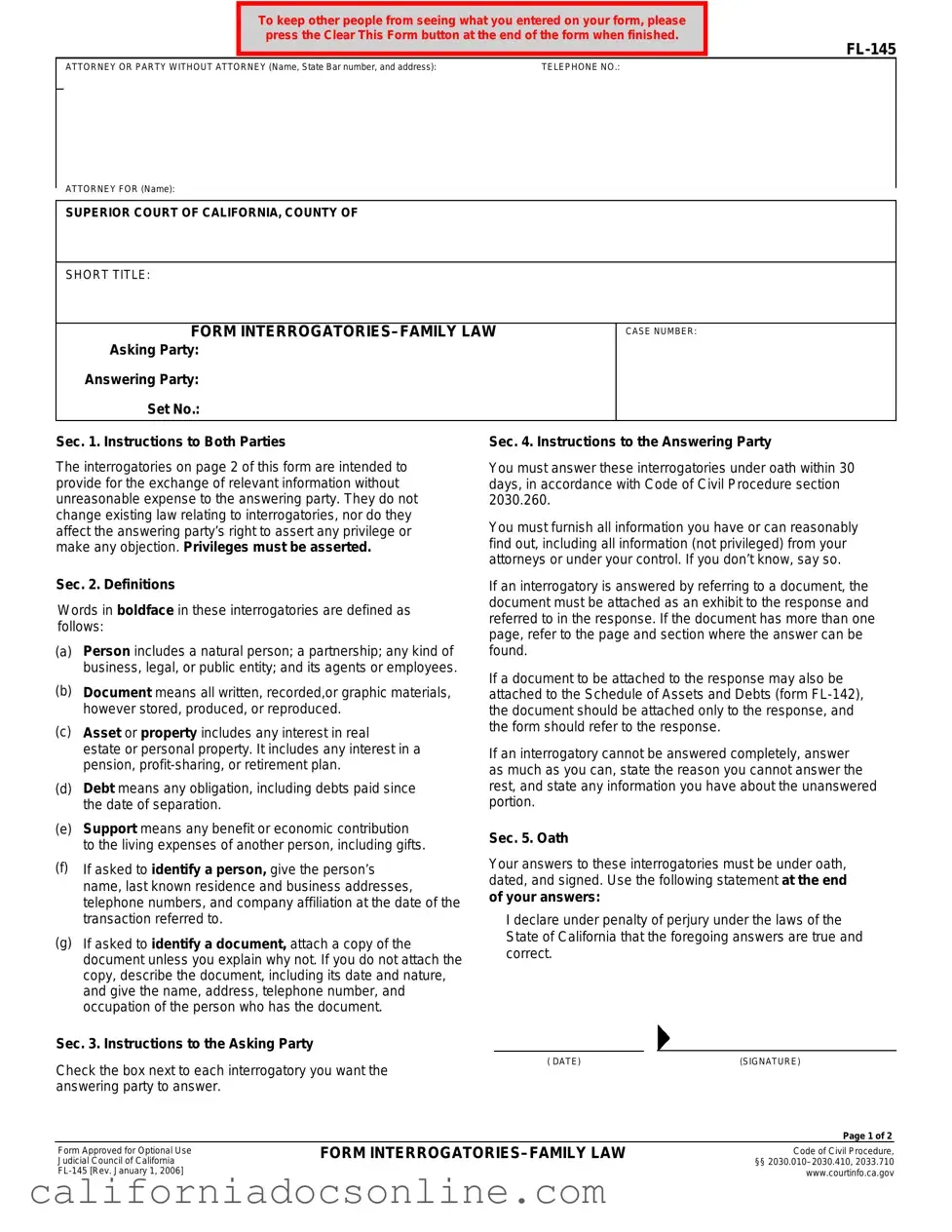 Fill Your California Fl 145 Form