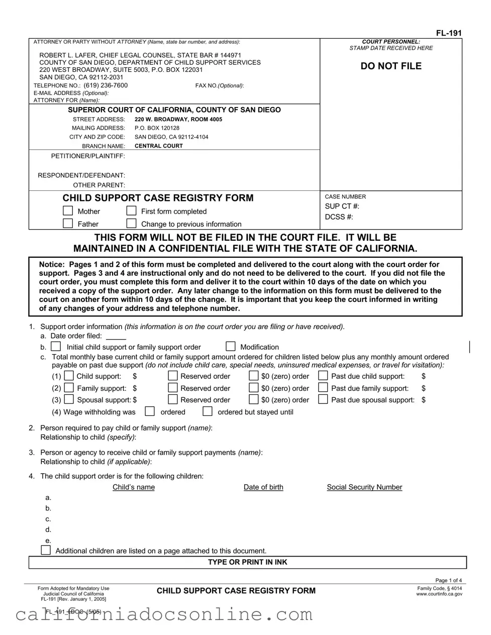 Fill Your California Fl 191 Form