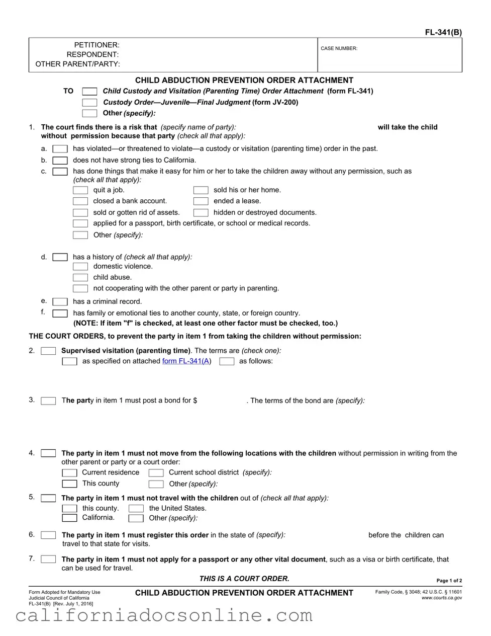 Fill Your California Fl 341 B Form