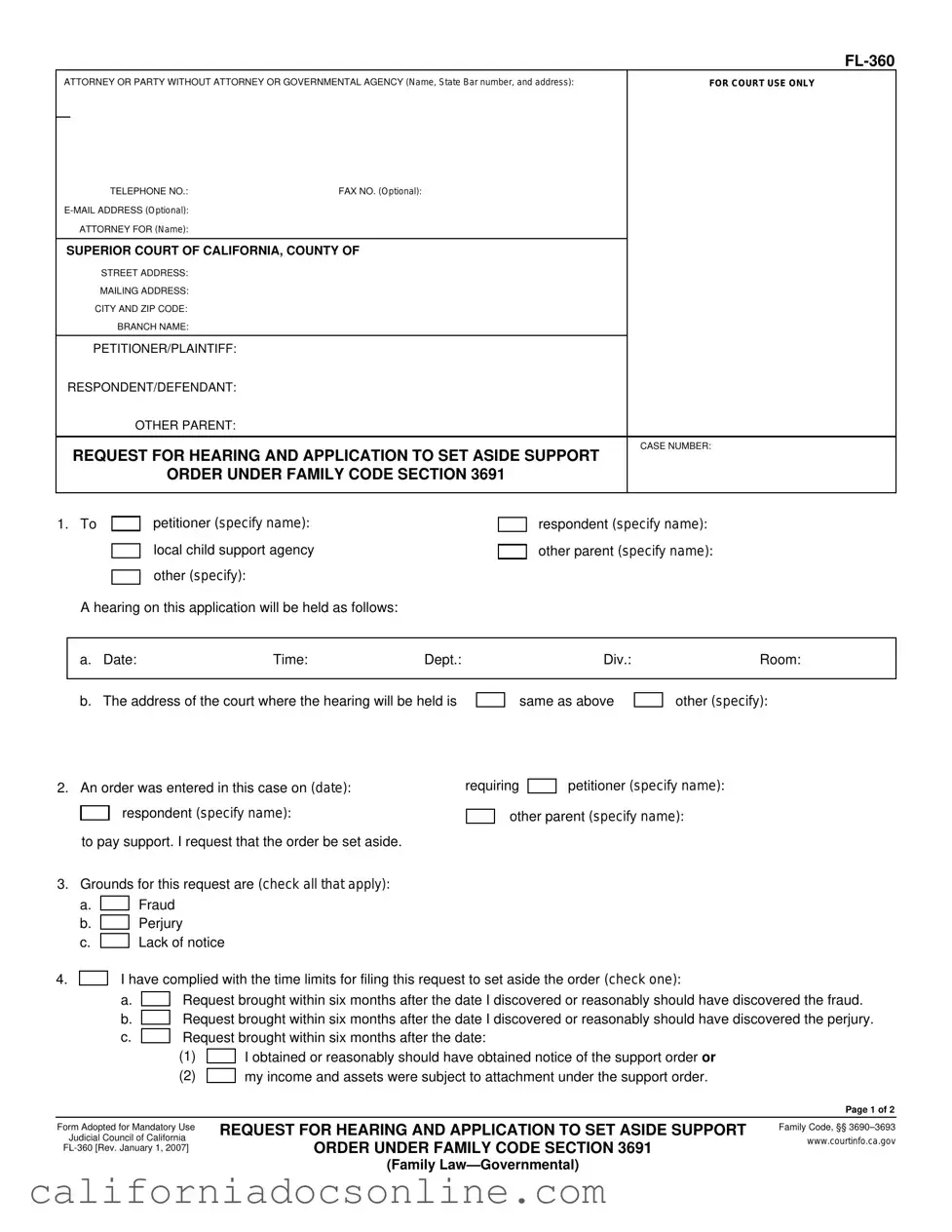 Fill Your California Fl 360 Form