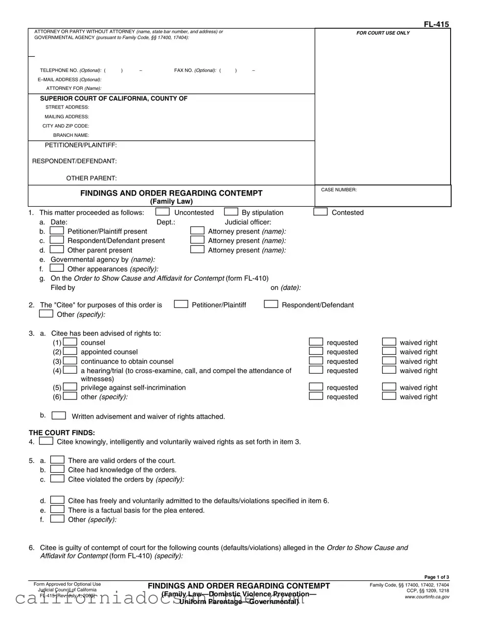 Fill Your California Fl 415 Form