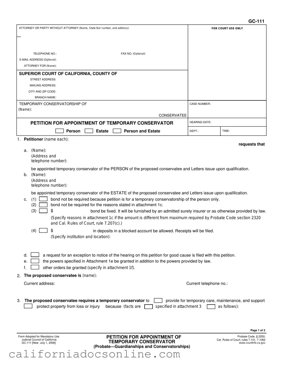 Fill Your California Gc 111 Form