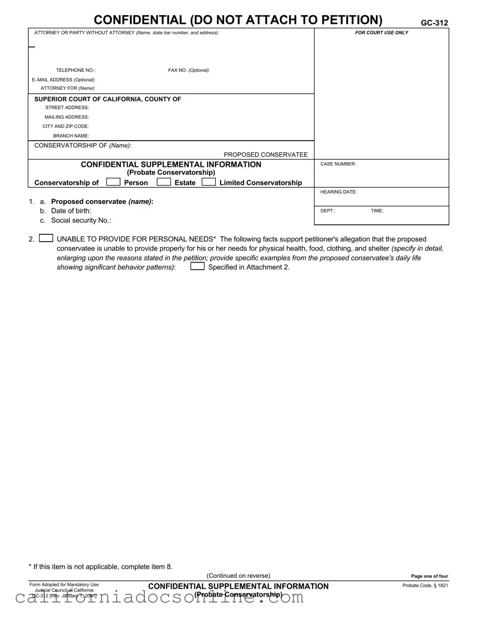 Fill Your California Gc 312 Form