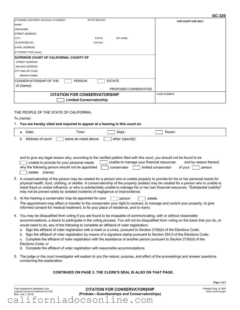 Fill Your California Gc 320 Form