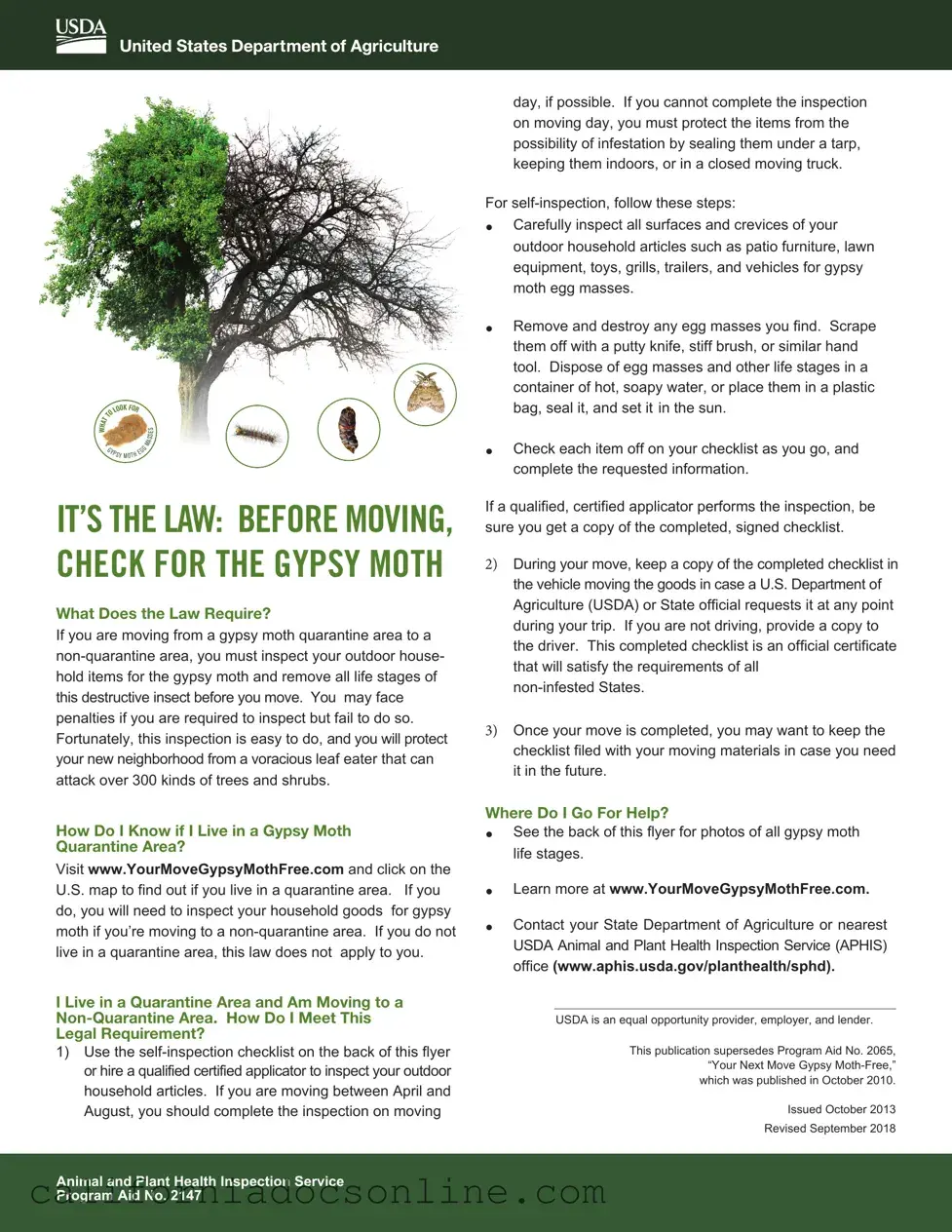 Fill Your California Gypsy Moth Checklist Form