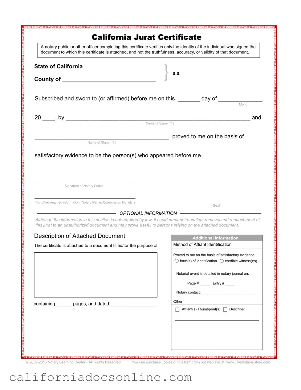 Fill Your California Jurat Form