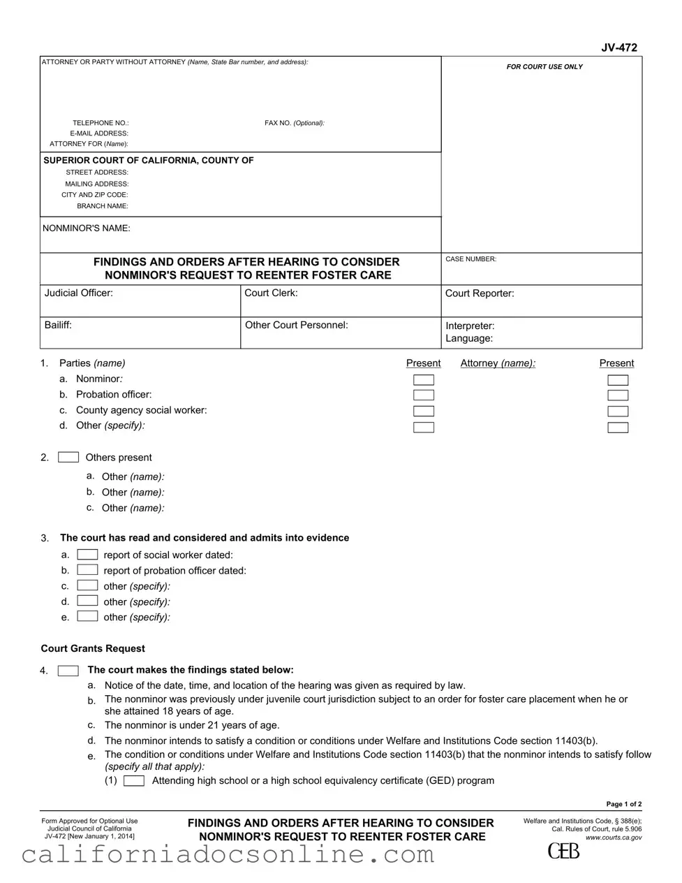 Fill Your California Jv 472 Form