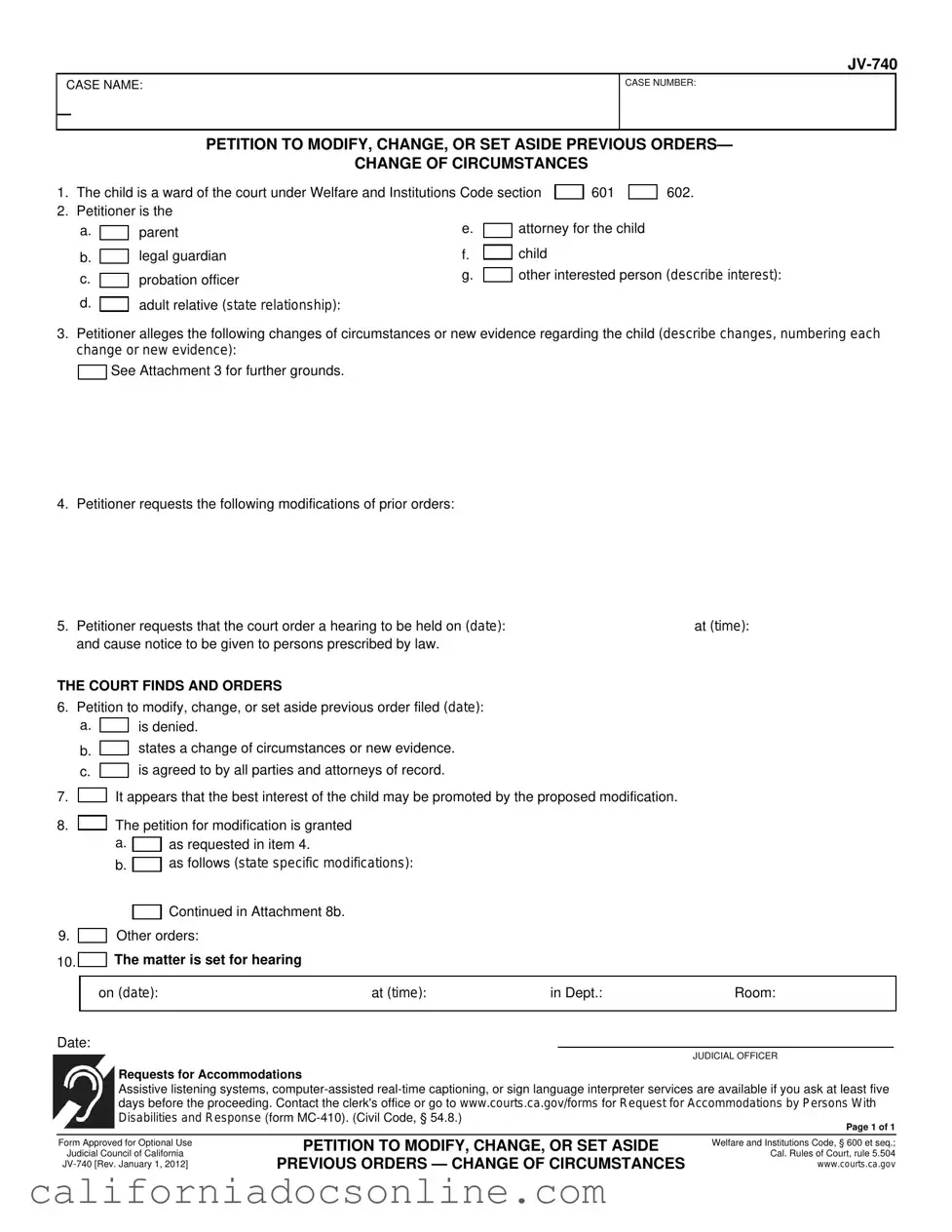 Fill Your California Jv 740 Form