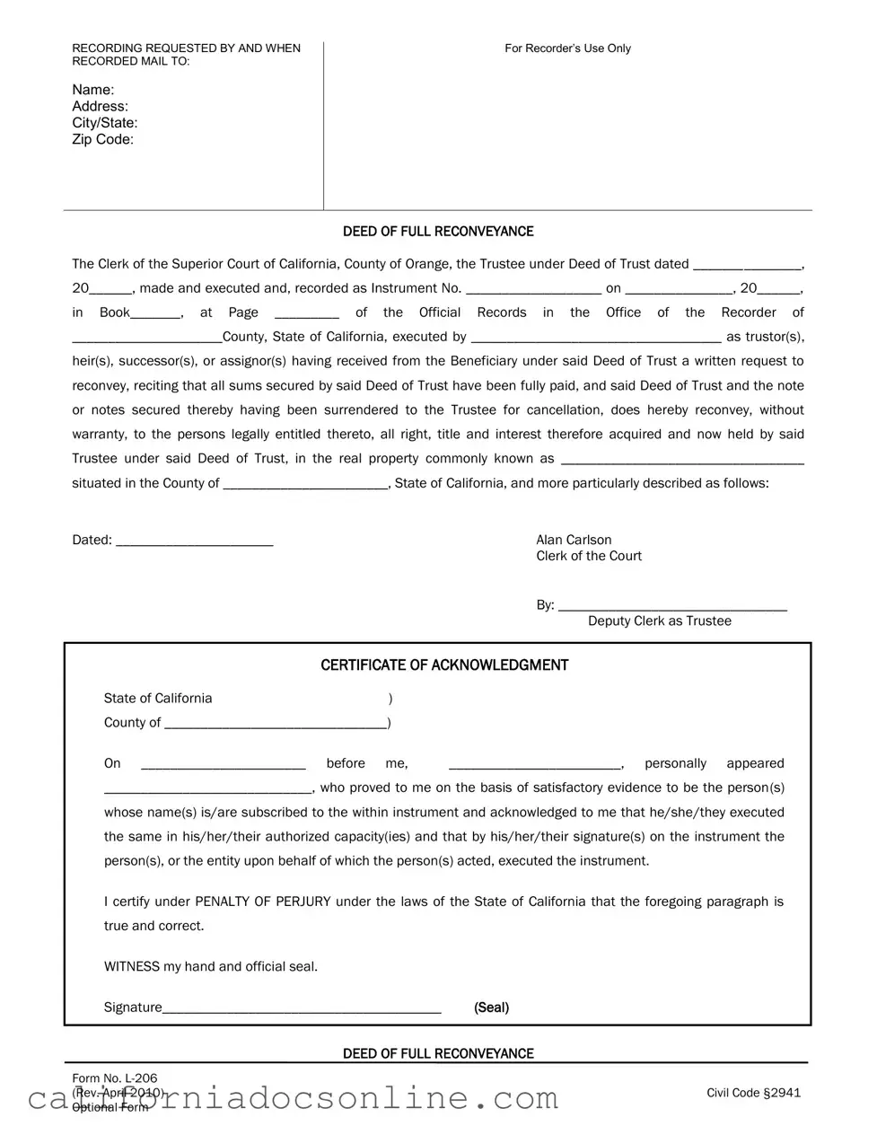 Fill Your California L 206 Form