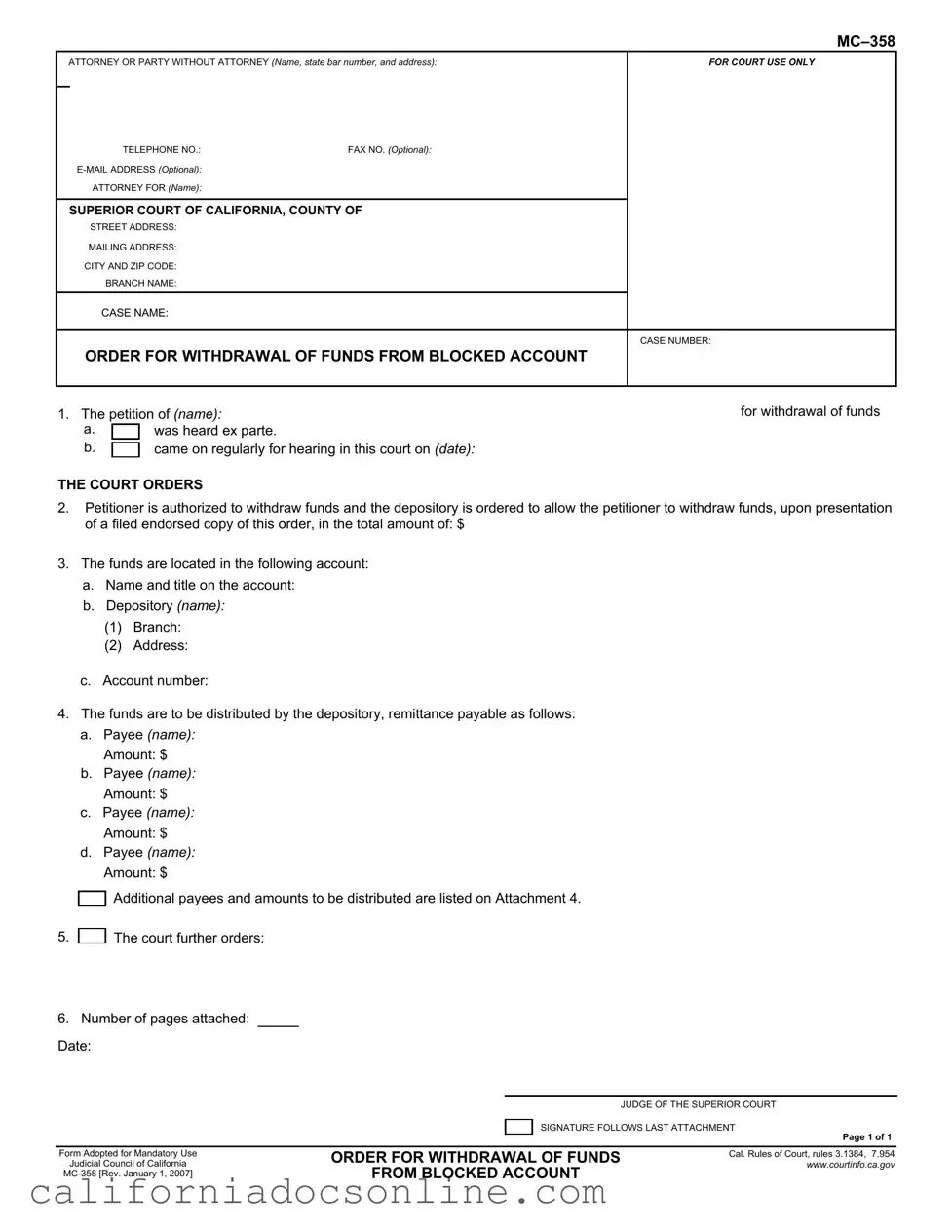 Fill Your California Mc 358 Form