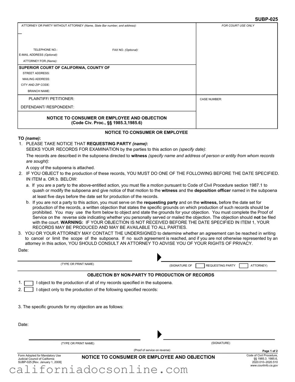 Fill Your California Notice Consumer Form