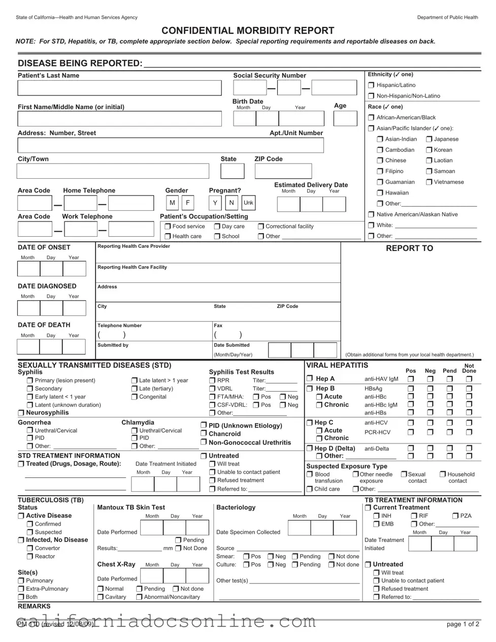 Fill Your California Pm110 Form