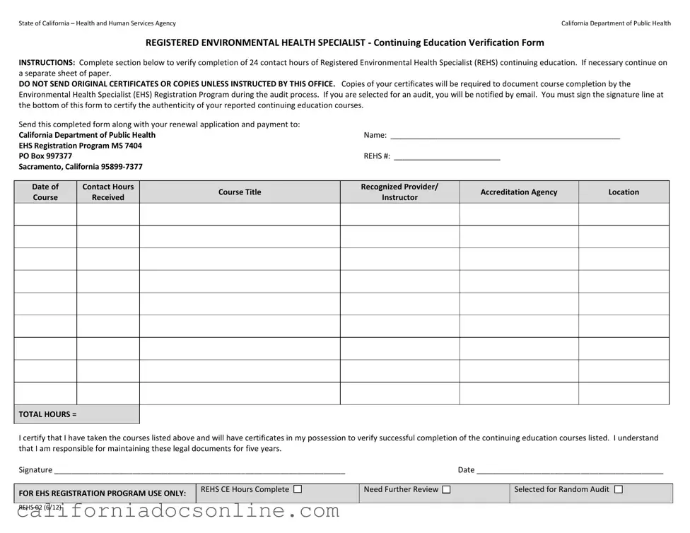 Fill Your California Rehs 02 Form