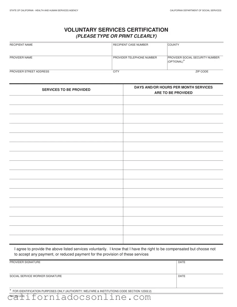 Fill Your California Soc 450 Form