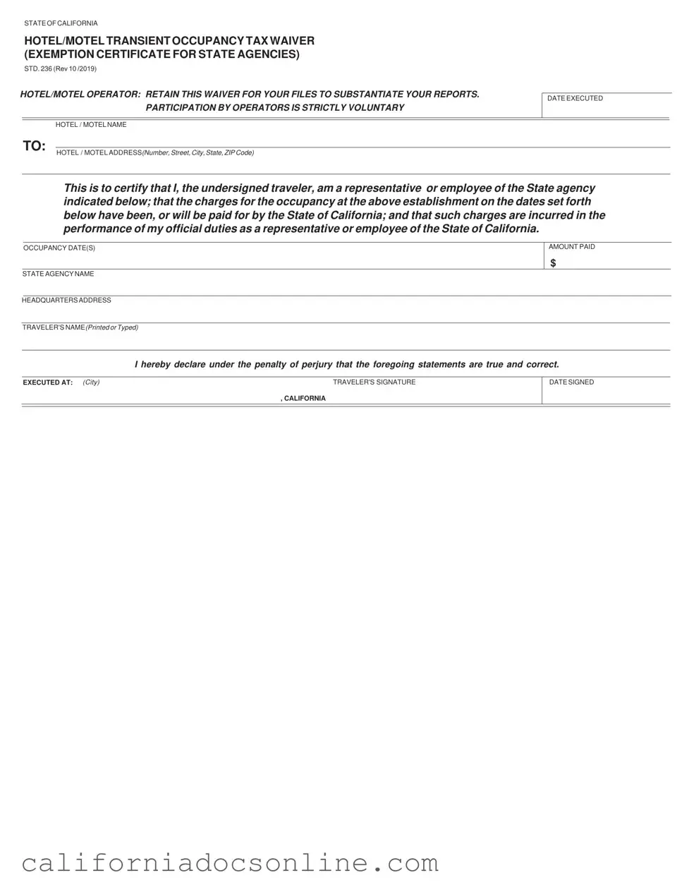 Fill Your California Std 236 Form