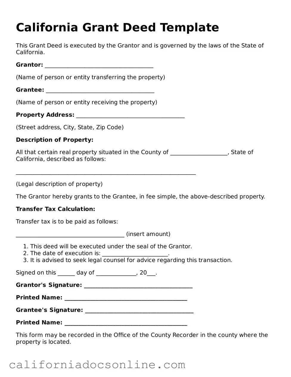 Official California Deed Document