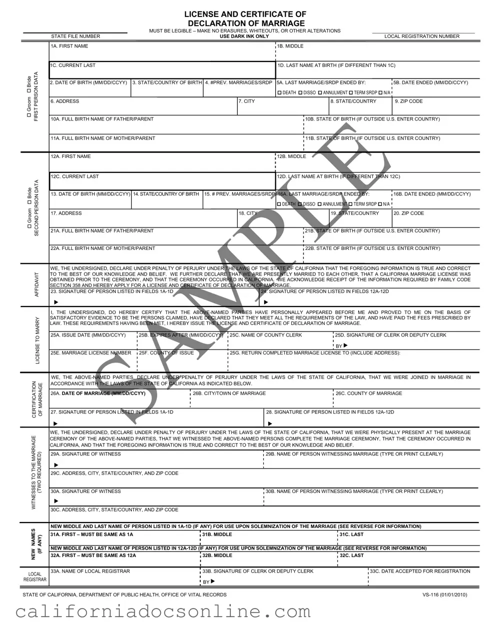 Fill Your California Vs116 Form