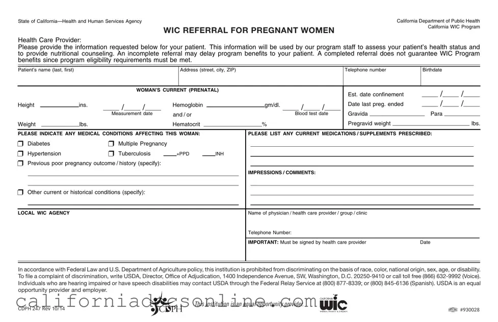 Fill Your California Wic Form