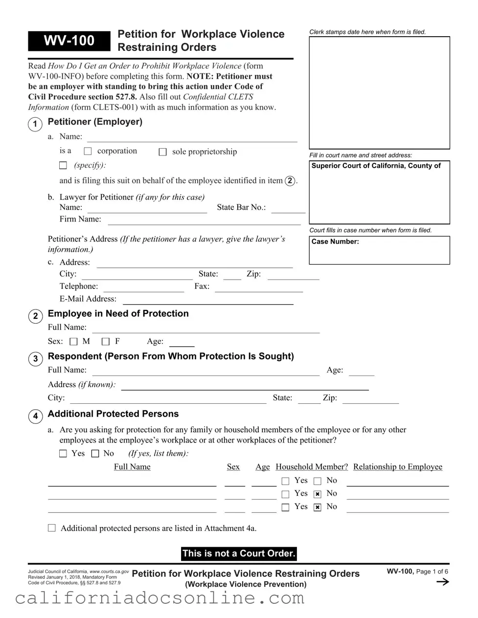 Fill Your California Wv 100 Form