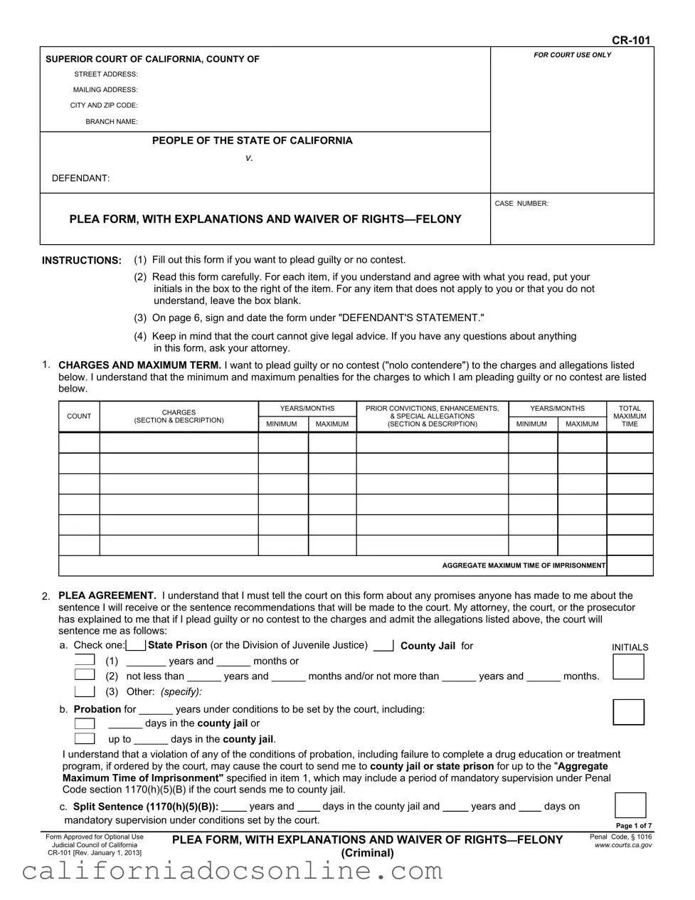 Fill Your Cr 101 California Form