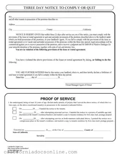 Fill Your 3 Day Quit Notice California Form