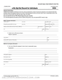 Fill Your California 8454 Form