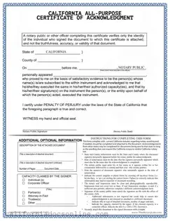 Fill Your California Acknowledgement Certificate Form