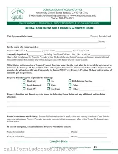 Fill Your California Agreement Room Form