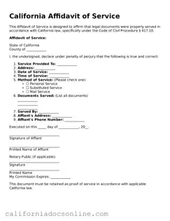 Official California Affidavit of Service Document