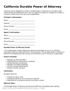 Official California Durable Power of Attorney Document