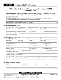 Fill Your California Dv 260 Form