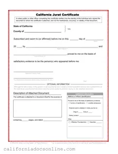 Fill Your California Jurat Form