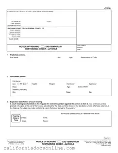 Fill Your California Jv 250 Form
