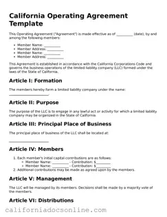 Official California Operating Agreement Document